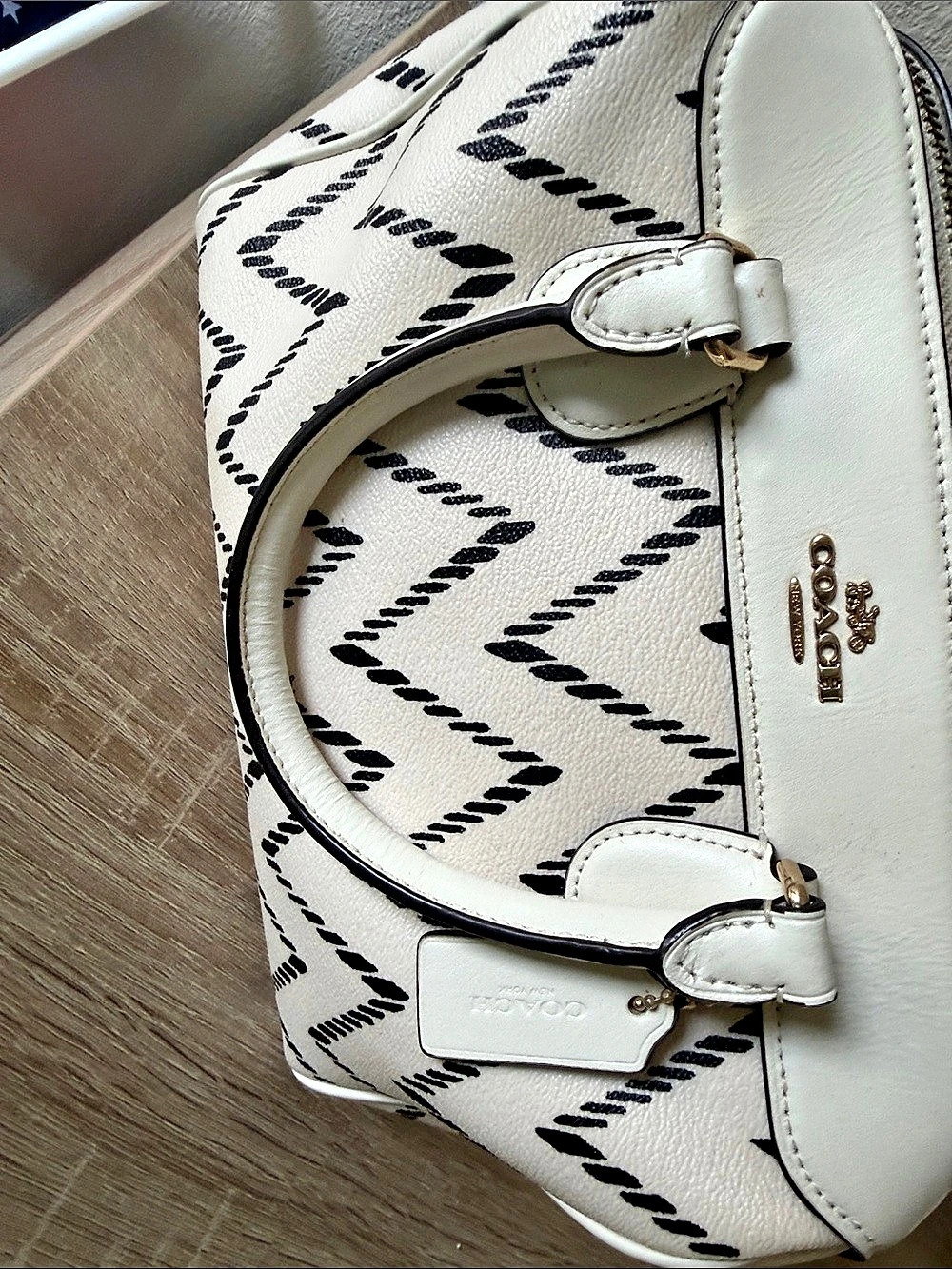 Coach Mini Bennett Satchel Geometric White & Black